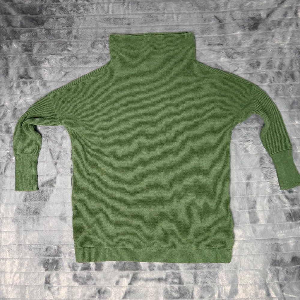 Free People Ottoman Slouchy Tunic Sweater Moss Green Ribbed Mock Neck XS